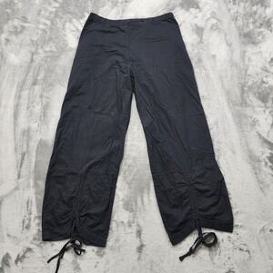 Tulip Pants Womens M Black Pull On Cropped Ruched Drawstring Baggy Wide Leg Boho